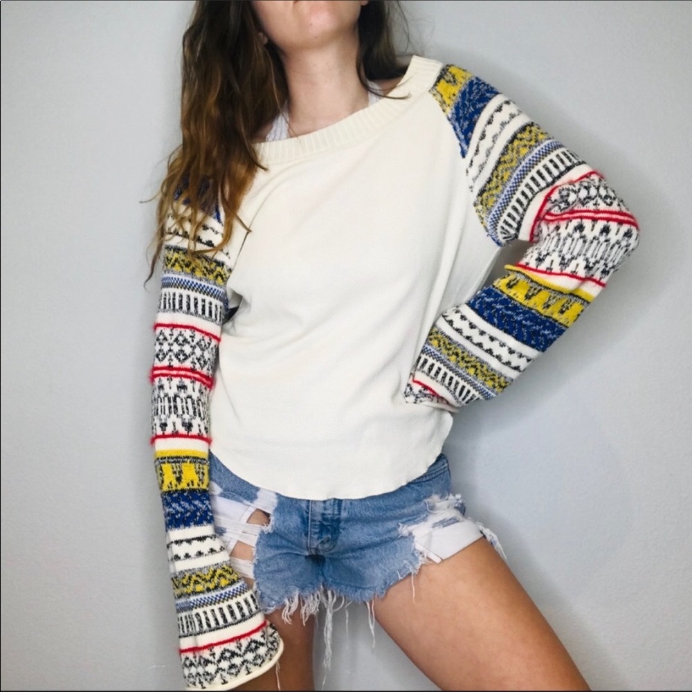 NWT Free People knit sleeve waffle knit thermal - Picture 3 of 5